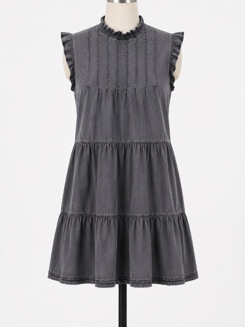 Anthropologie Jenee Tiered Tunic Dress Gray Mini